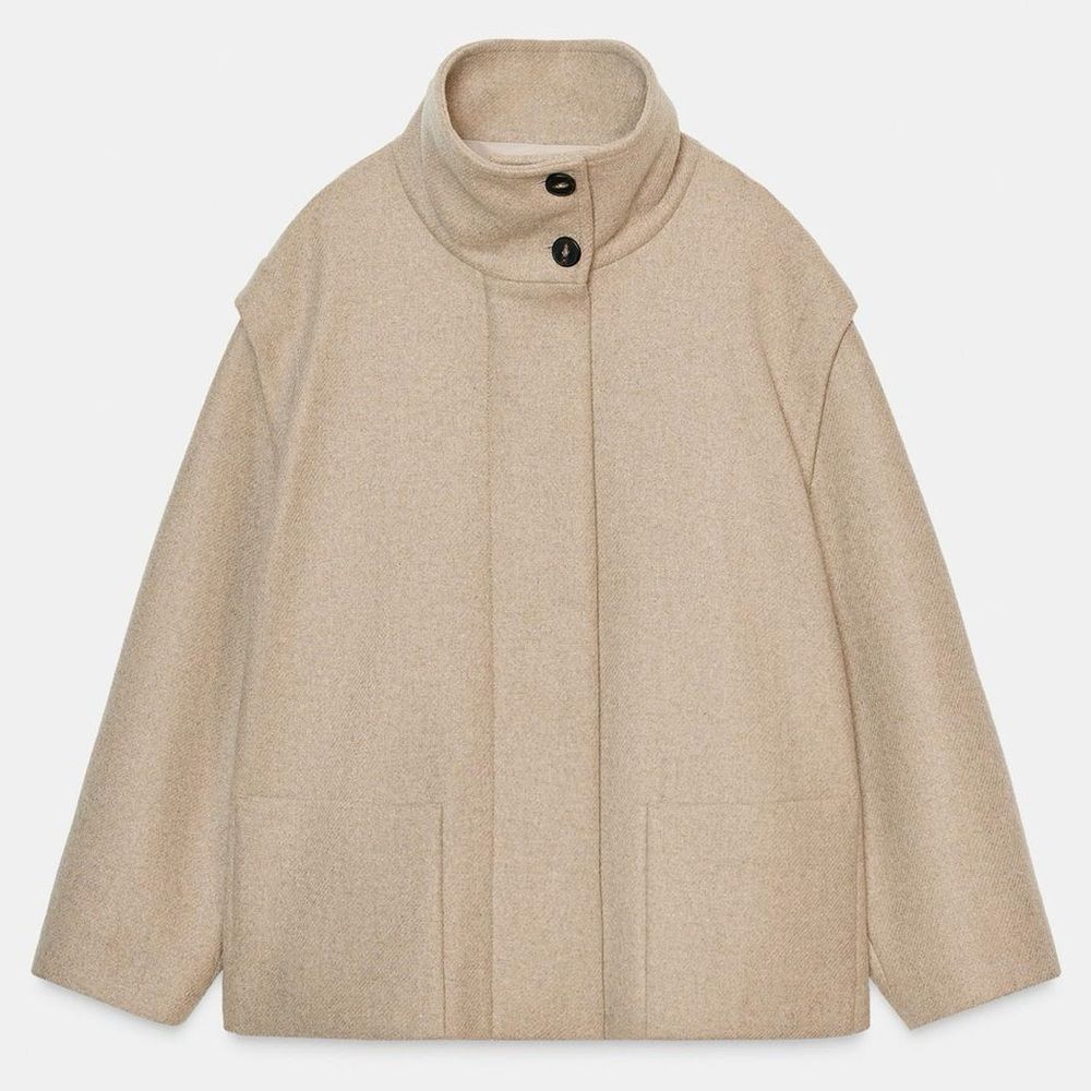 ZARA CROPPED WOOL COAT WITH HIGH NECK